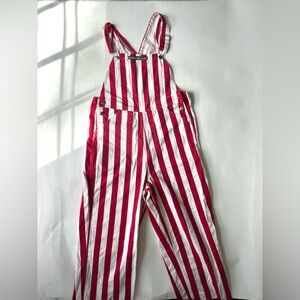 Game Bibs Adult unisex Red/White College Stripes Overalls size S